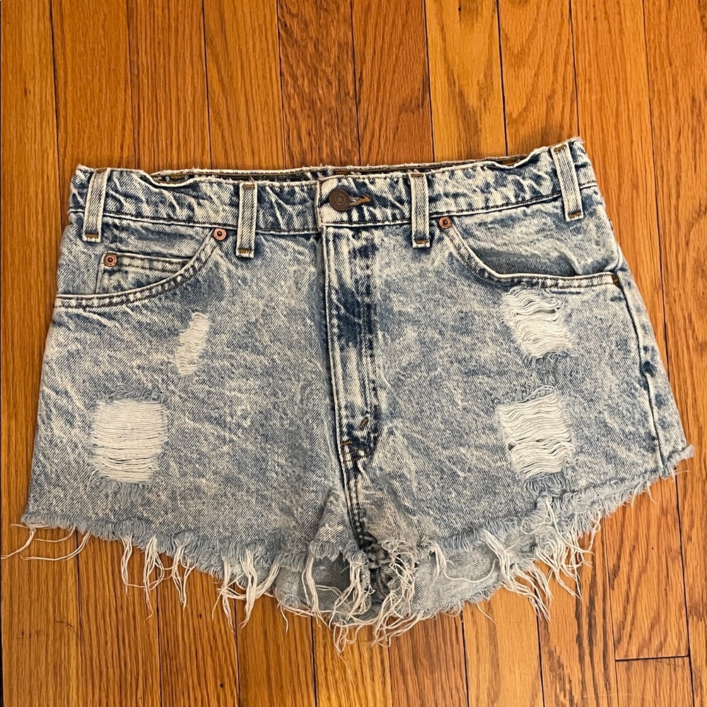 Levi's 550 Acid Wash Distressed Jean Shorts